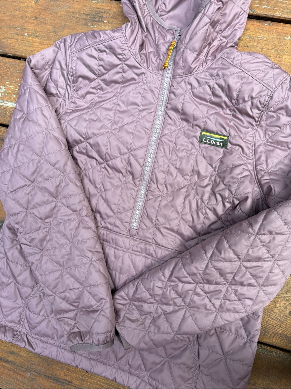 L.L. Bean womens Quilted Hooded Pullover Jacket - Dusty Mauve - Picture 2 of 4